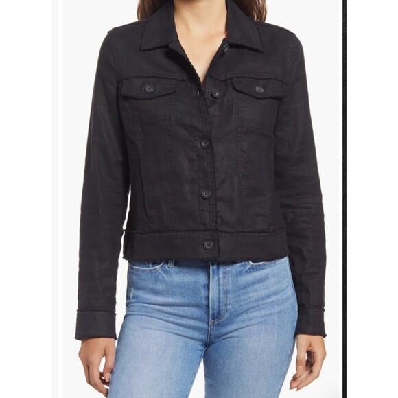 Tommy Bahama Jackets & Blazers - Tommy Bahama Black Linen Cropped Jacket Frayed Hem Button Front XS